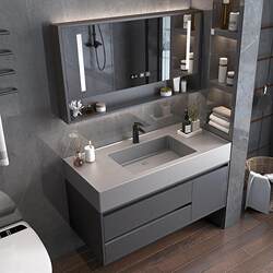 Simple Modern Nano-Rock Integrated Bathroom Cabinet Set with Washbasin, Sink, and Mirror Set