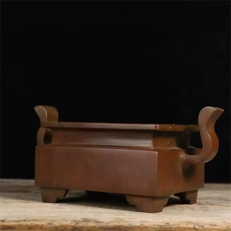 纯铜家用纯铜龙凤四足香炉大号寺院供奉聚财鼎寺庙香炉佛具铜炉