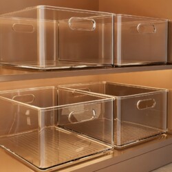 Cabinet Storage Box Desktop Organizer for Miscellaneous Items and Snacks Transparent Storage Basket Transparent Acrylic Rectangular Storage Box