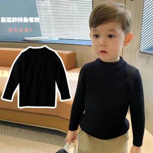 
Anyang children's clothing autumn and winter sweaters and sweaters new baby warm pullover solid color boys and girls 0-6 years old Western style