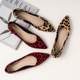 2025 new European and American pointed-toe leopard print single shoes shallow mouth flat shoes 41 42 large size women's shoes