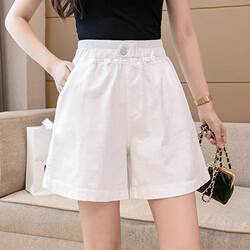 Summer A-Line Hot Pants Pure Cotton Shorts for Women 2025 New High-Waisted Quarter Pants Casual Plus Size Loose Wide-Leg Pants