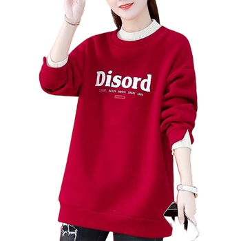 Pluffy long -sleeved sweater feminine thickened top
