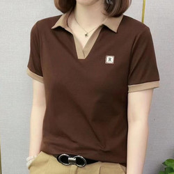 Summer Short-Sleeved T-Shirt for Women, New Style for Middle-Aged Mothers, Polo Shirt, Summer Wear, Loose Fit, Plus Size, Slimming, Collared Top