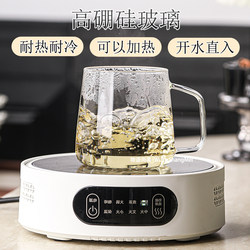 High Borosilicate Glass Cup with Lid and Spoon, Drinking Cup with Handle, Heat-Resistant and Explosion-Proof Breakfast Milk Cup, Can Be Heated