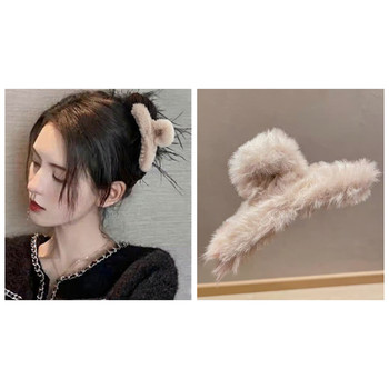 
New Autumn and Winter Plush Shark Clip Ins Wind Gripping Clip Back of the Head Hair Clip Internet Celebrity 2025 New High-End Temperament