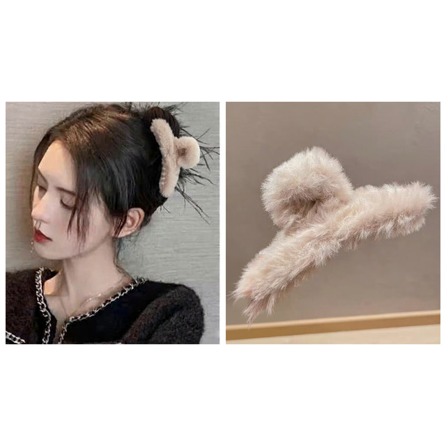 
New Autumn and Winter Plush Shark Clip Ins Wind Gripping Clip Back of the Head Hair Clip Internet Celebrity 2025 New High-End Temperament