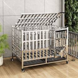 Stainless Steel Dog Cage for Small, Medium and Large Dogs with Toilet, Suitable for Home Indoor and Outdoor Use, Detachable, Thickened and Reinforced Pet Cage