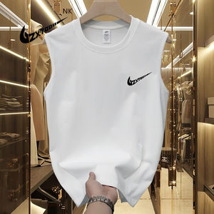 
Outlet Heavyweight Cotton Round Neck Sleeveless T-Shirt Men's T-shirt Advanced Men's Fashion Daily Bottoming Trendy Top