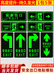 Safety Exit Signs, Fire Safety Signs, Luminous Wall Stickers, Emergency Escape Stairways, Evacuation Self-Luminous Fluorescent Warning Markers, No-Smoking Signs, Stickers