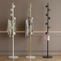 Floor-Standing Coat Rack, Simple Household Entryway Coat Rack, Stylish Bedroom Cream-Style Clothes Rack, Floor-Standing Rod Type