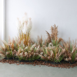 Simulated Reed Landscaping Combination for Commercial Spaces, Luxurious and High-End Artificial Green Plants, Bio-Inspired Plant Decorations for under Stairs
