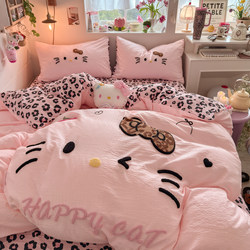 Class a Cute Towel Embroidery Four-Piece Set Double-Layer Gauze Bed Sheet Duvet Cover Fitted Sheet Pure Cotton All-Cotton Dormitory Bed Three-Piece Set 4