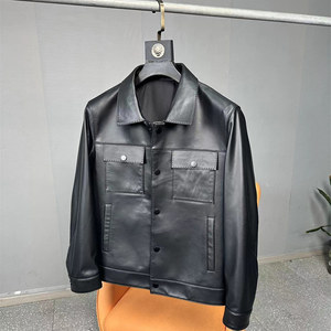 
Super handsome! High-end imported sheepskin! Spring and autumn men's lapel workwear casual and versatile genuine leather jackets