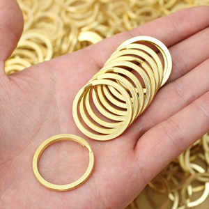 
Brass key ring pure copper round flat ring car keychain crafts accessories simple double layer DIY handmade