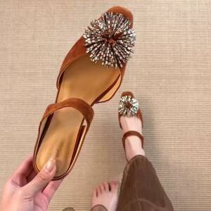 
French retro beautiful fireworks rhinestone toe sandals for women 0226 new style gentle and elegant fashion sandals with skirts