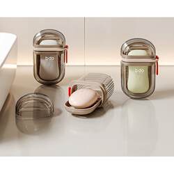 Soap box travel portable mini small soap box sealed drained soap box with lid transparent light luxury premium