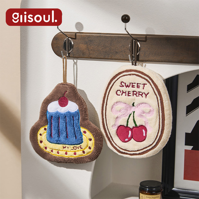 Hand towel hanging style cute and high-value hand towel kitchen bathroom absorb water thickened anti-odor quick-dry hand wipe handkerchief