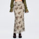 New Chinese retro style printed pleated skirt mesh double-layer printing fashionable and versatile new fishtail skirt