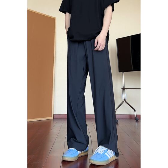 
YorkZoom summer sports cool ice leather pants elastic elastic droop ice silk casual pants thin men