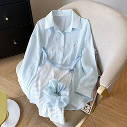 Sun Protection Shirt Jacket for Women, Summer 2026 New Thin Shirt with Suspender Floral Design, Fashionable Versatile Three-Piece Set ins