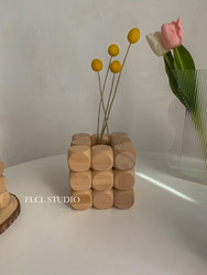 Japanese-Style Tea Break ins Wind Natural Wood Color Geometric Squares Modern Crafts Japanese-Style Home Decor Guesthouse Ornaments for Photography