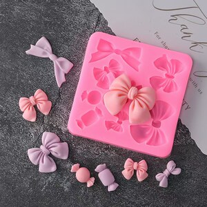 
Internet celebrity candy bow fondant chocolate diy baking mold cake decoration ornaments dessert silicone mold