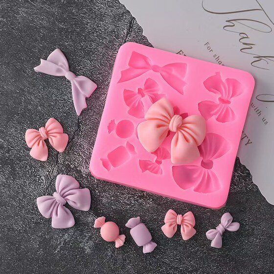
Internet celebrity candy bow fondant chocolate diy baking mold cake decoration ornaments dessert silicone mold
