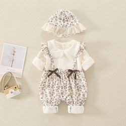 Baby Clothes, Autumn Clothing, Newborn Girl's One-Piece Outfit, Full Moon Hundred-Day Princess Romper, Autumn Outdoor Crawling Suit Set