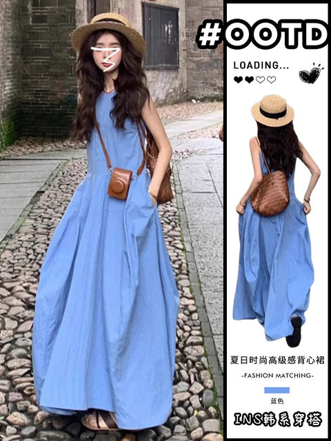 2025 Summer New Pink Floral Tube Top Lace-up Seaside Holiday Suspender Dress R0959