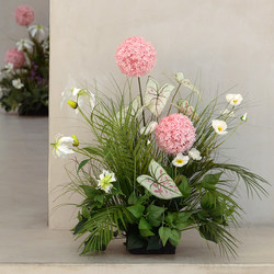 Nordic Style Indoor Artificial Hydrangea Plant for Restaurant Window Display, Soft Decoration, Artistic Potted Green Plant