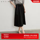 Jah Qianwen's simple commuting A-line skirt 2025 summer new fashion pleated skirt solid color midi skirt for women
