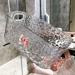 Desktop Storage Box, Acrylic Transparent, High-End Feel, Snack Coffee Table Miscellaneous Basket, Cosmetics and Skincare Countertop Dressing Table