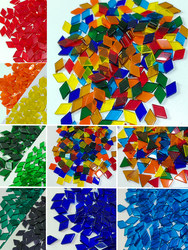 DIY Mosaic Fragments, Loose Pieces, Colorful Primary Colors, Translucent Glass Pieces, Turkish Lamp Patches, Children's Handmade Crafts