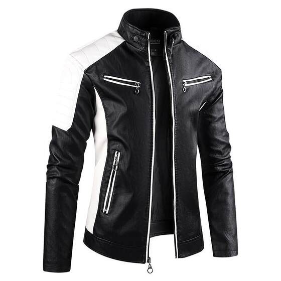 
Foreign trade spot new 2024 spring rock men's leather jacket fashionable urban fit stand collar casual PU leather jacket