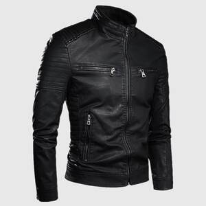 
Middle-aged youth leather jacket 2024 tops men's new jacket men's autumn and winter fashion slim stand collar trendy leather jacket