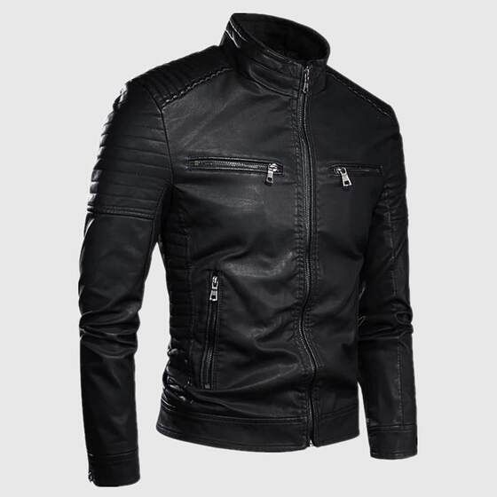 
Middle-aged youth leather jacket 2024 tops men's new jacket men's autumn and winter fashion slim stand collar trendy leather jacket