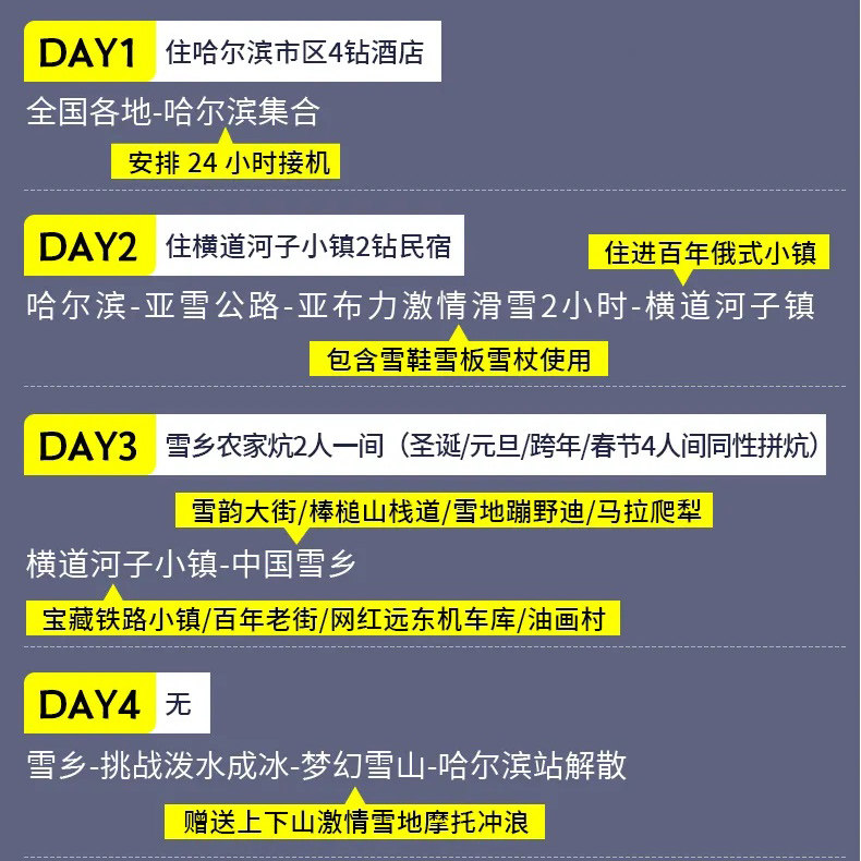 2-8人梦幻雪乡纯玩4日/亚雪公路-中东铁路小镇-梦幻雪山-雪乡