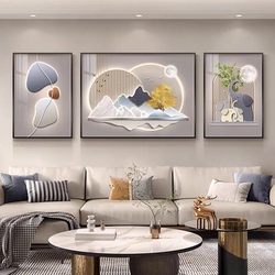 2025 New Style Grand Triptych Wall Painting, Light Luxury High-End Living Room Decorative Painting, Modern Minimalist Sofa Background Wall Hanging Painting