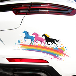 Car Stickers Rainbow Horse Body Scratch Cover Personalized Creative Cartoon Decoration Electric Motorcycle Stickers Waterproof