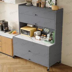 Slate Sideboard Kitchen Storage Rack Home Wall-Mounted Integrated Storage Cabinet Multifunctional Perforated Board Carbon Steel Storage Cabinet