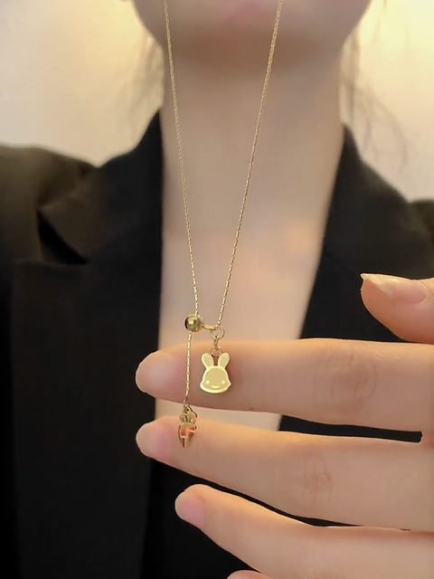 Design sense rabbit radish titanium steel non-fading necklace 2023 new ...
