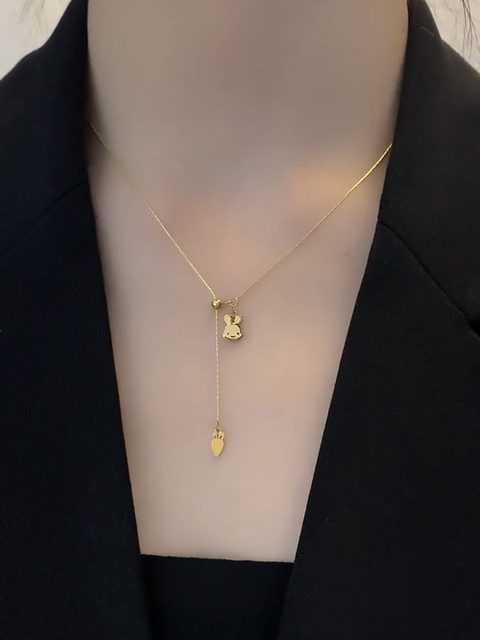 Design sense rabbit radish titanium steel non-fading necklace 2023 new ...