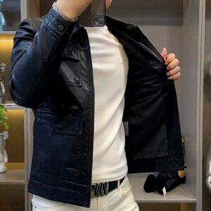 
[Ready Stock] R-29 Spring New Men's Motorcycle Style Casual Leather Jacket Leather Jacket is trendy, fashionable and versatile