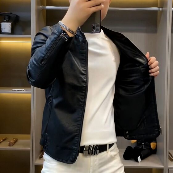 
[Ready Stock] 8012 Men's new leather casual tops, leather jackets, fashionable spring versatile washed leather