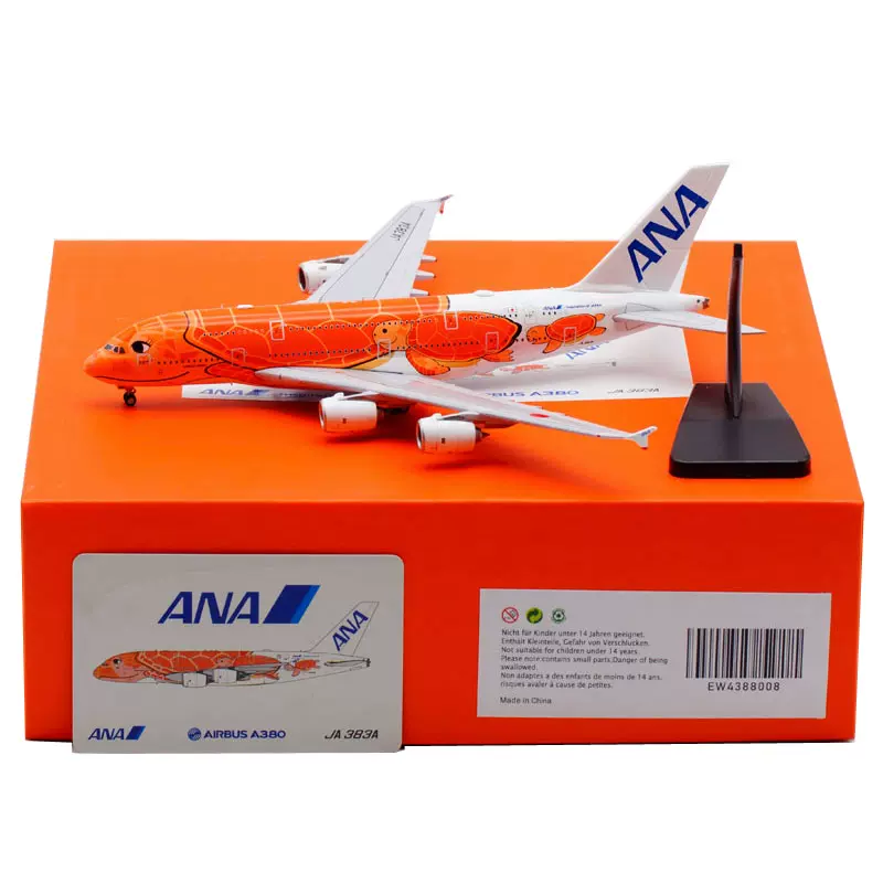 Jcwings 1:400 EW4388008 A380 JA383A全日空ANA 橙海龟飞机模型-Taobao