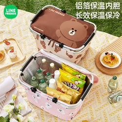 Line Picnic Basket Spring Outing Foldable Outdoor Camping Insulated Portable Basket Picnic Storage Basket Vegetable Basket