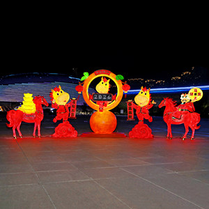 
Fiberglass New Year Horse Sculpture Outdoor Spring Festival Cartoon Year of the Horse Mascot Canton Commercial Scene Area Beautiful Decoration Ornaments