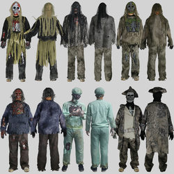 Zombie horror suit costume series masquerade haunted house set supplies Halloween day escape room props
