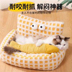Linen Fish Cat Toy, Self-Entertainment and Boredom-Relief Gadget, Durable Kitten Teething Toy, Bite-Resistant and Scratch-Resistant, Realistic Fish Cat Toy